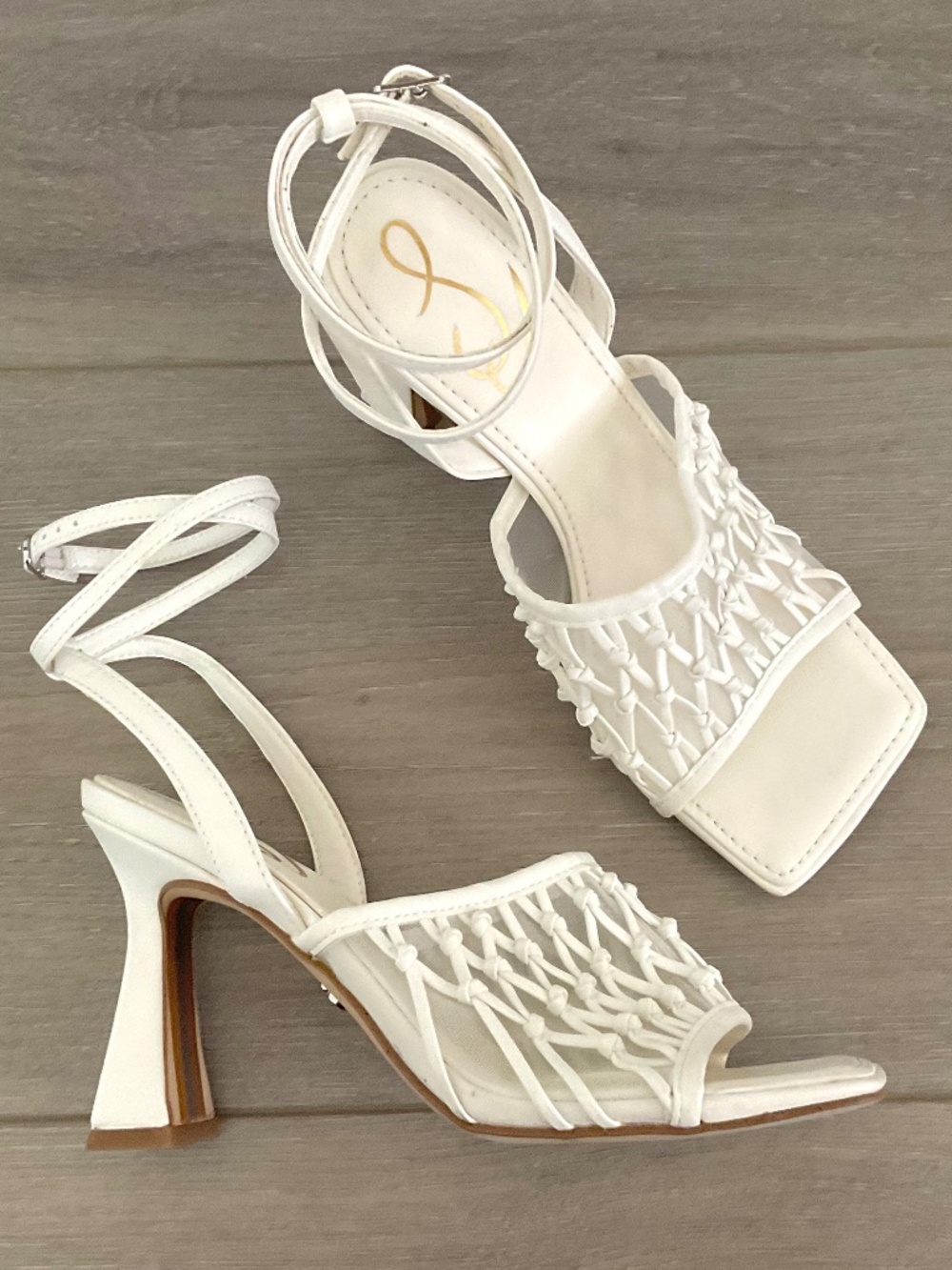 SAM EDELMAN Candice Ankle Strap High Heel Sandals in White Size 6